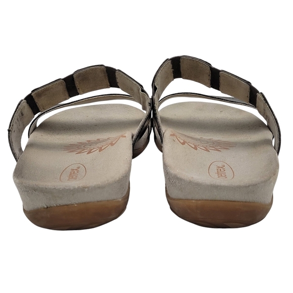 Aetrex Sandals Women 10.5 to 11 Black Double Straps Embellished Memory Foam - Picture 6 of 11